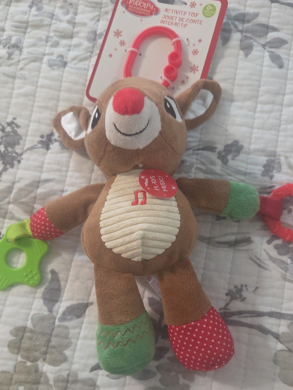 Active USA Brown Reindeer Plush with Red Nose & Green Accents